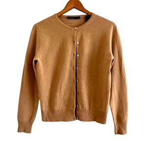 Vtg Lord and Taylor Cashmere Cardigan Sweater Petite Medium Tan Preppy Heritage